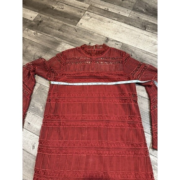 TULAROSA Matilda Mini Lace Dress size SM Bell Sleeve Red - Picture 4 of 4